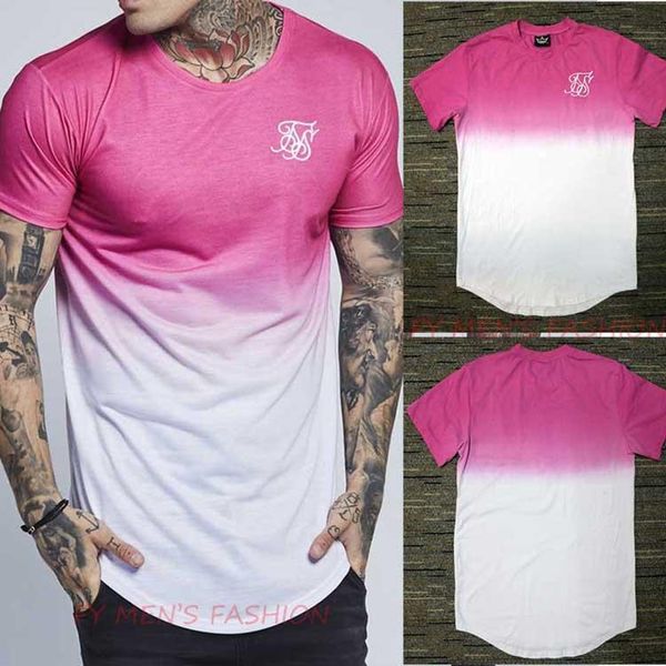 Camisetas masculinas a mais recente camiseta de seda siksilk preto branco mancha longa estilo hip hop camiseta camisetas tops homens longline camisetas com homens