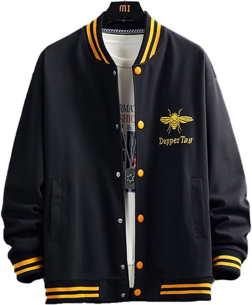 

men's jackets 2022 spring bee embroidery men varsity jacket stand collar baseball ropa para hombre autumn chaqueta, Black;brown