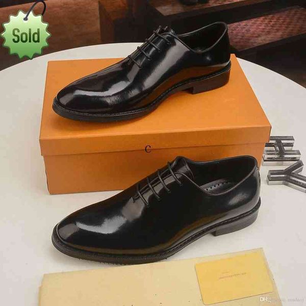 

luxury brand shoes 2021classic business men's dress shoes fashion elegant formal wedding shoess men slip on office oxford shoe for man, Black