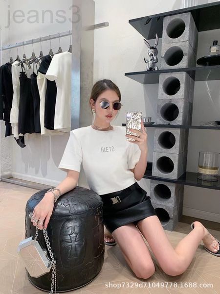 

women's t-shirt designer 22 spring and summer new minority fashion simple black-and-white two-color letter shoulder pad t-shirt print s