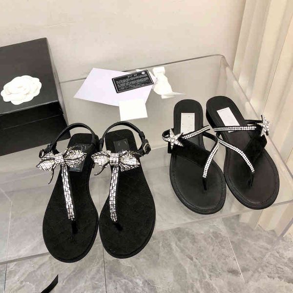 

sandals c home small fragrance feng shui diamond bow sandals spring and summer fairy style clip toe flat z68s, Black