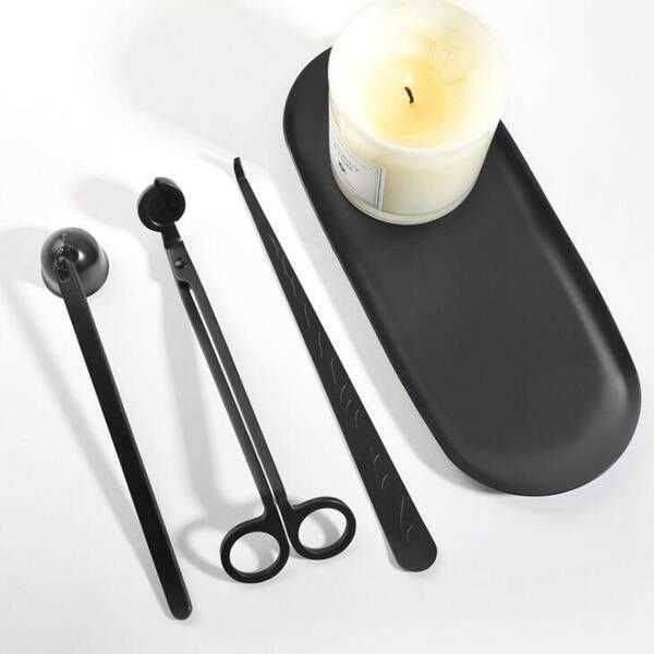 Accessorio per candele Confezione regalo Set 3 in 1 Candele in acciaio inossidabile Bell Snuffers Wick Trimmer Wicks Dipper Vintage Home Deco NMS2