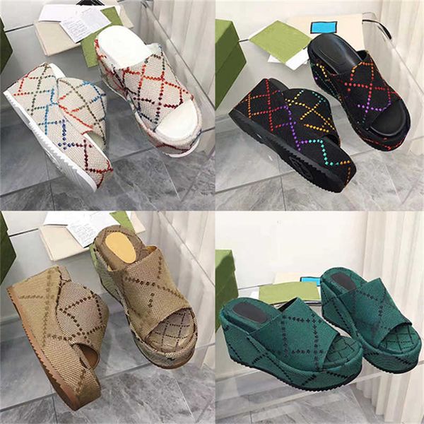 

designer g sandals men women slippers embroidered platform high heels flip flops fashion rubber slides burgundy printing fabric sandal, Black