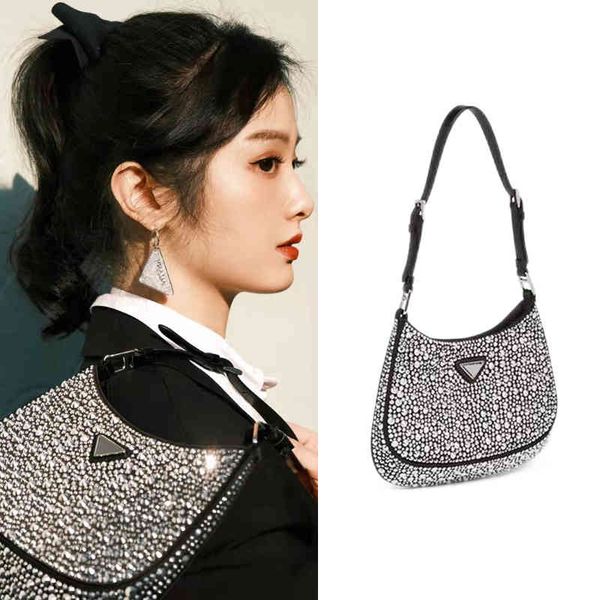 

2022 new designer handbags family cleo satin underarm sky star crystal bright face diagonal