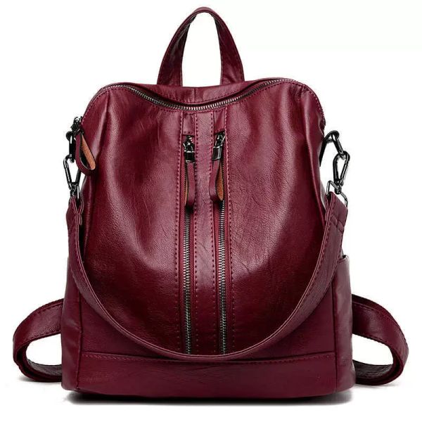 

internal frame packs double shoulder korean soft leather women's backpack 2021 spring fashion leisure multifunctional dual-purpose trav