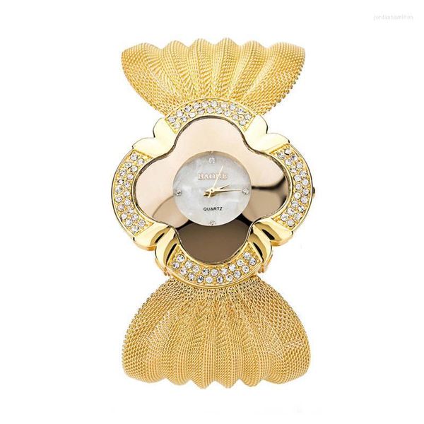 Orologio da polso di lusso per donna Orologi da polso casual alla moda al quarzo da donna con cintura in maglia a farfalla con diamanti luminosi