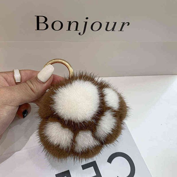 Fashion Plush Cat Claw Keychain Cute Fur Ball Ciondolo chiave mitation Portachiavi Ciondolo borsa di lusso con auto e chiave AA220318