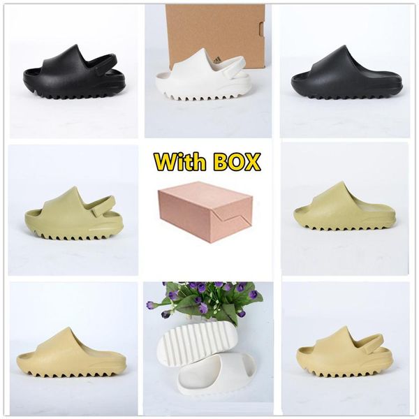 

kids childrens slippers toddlers infants slipper slides white black desert sand bone resin designer fashion sandals with box312p, Black;grey