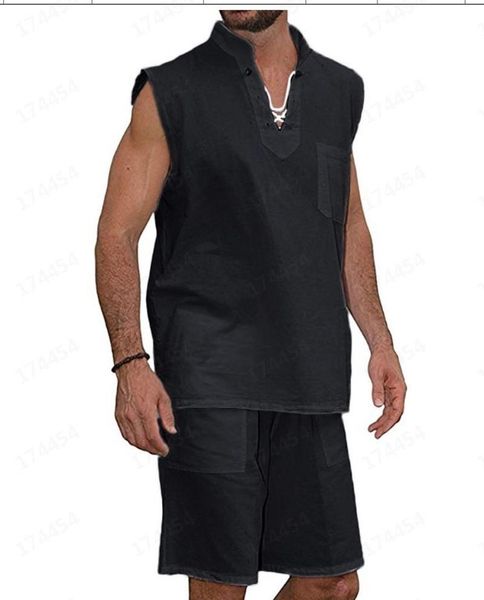 

men's tracksuits men's tracksuits 2022 spring cotton linen suit casual fashion solid color two-piece large size clothing, Gray