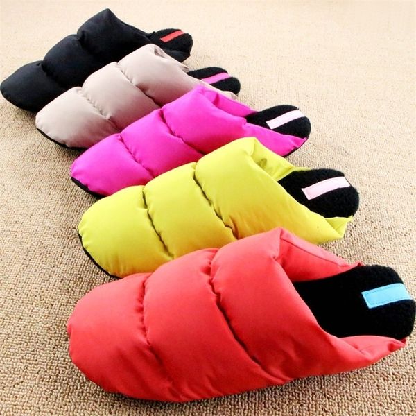 

winter down cotton slippers thick couple slippers ultra light home slippers warm nonslip soft bottom cottonpadded shoes 201026, Black