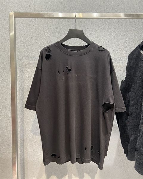

luxury high version t-shirts 22ss spring new ripped tee letter crack os couple paris loose short sleeve t-shirt tee, White;black