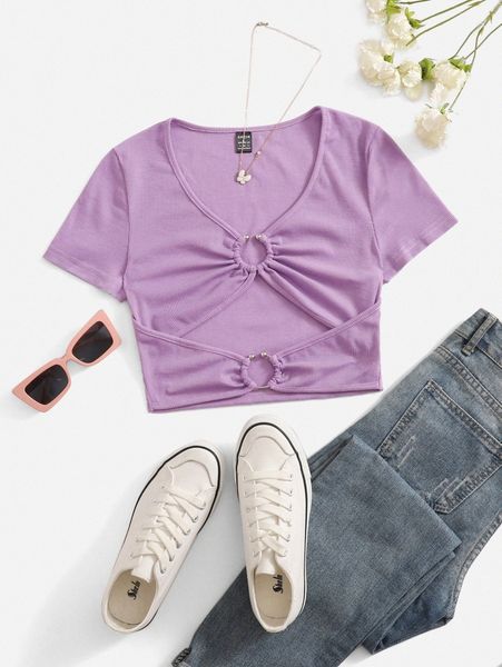 

solid cut out o-ring crop 17av#, White