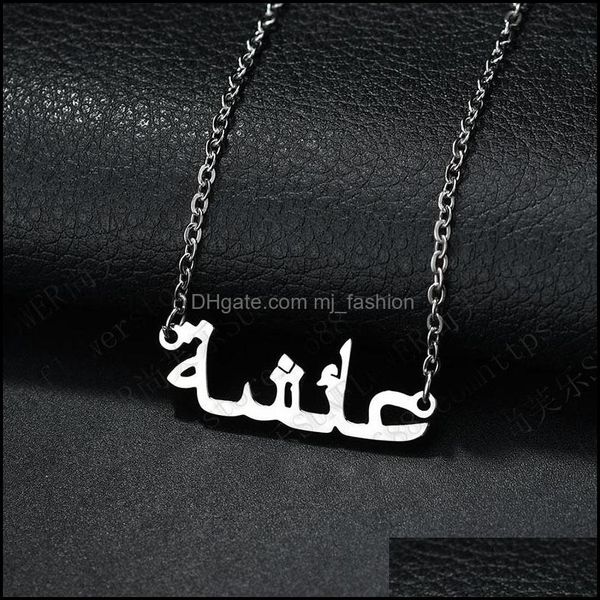 

pendant necklaces fashion creative middle east arabic alphabet necklace ladies name stainless steel clavicle chain gift jewelry drop dh531, Silver
