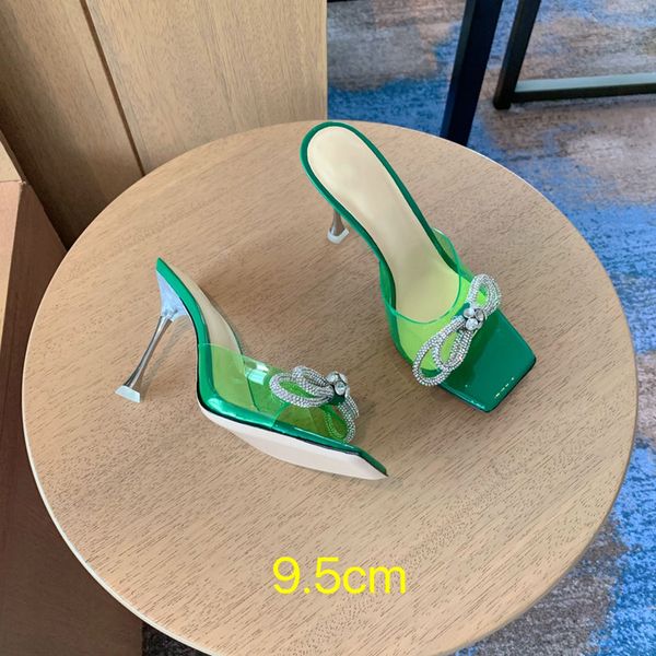 

women's shoes 2022 trend fashion luxury sandals ladies rhinestone bow dress high heel slippers wedding party 6cm 9.5cm, Black