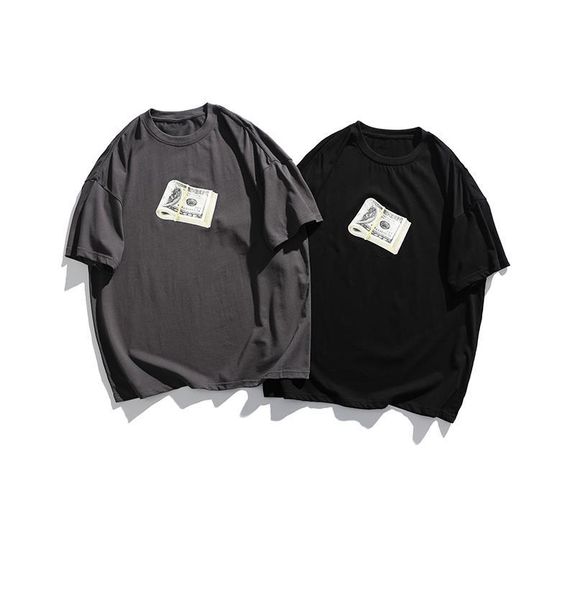 

designer summer mens tee short-sleeve euro money printing logo letter couples casual crewneck lovers womens asian size, White;black