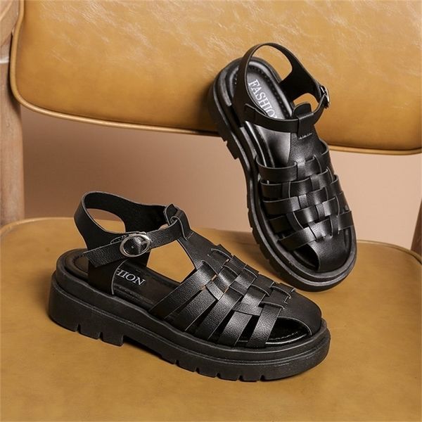 

gladiator platform women s sandals summer fashion women chunky beach sandal pu comfortable sandalias mujer 220618, Black