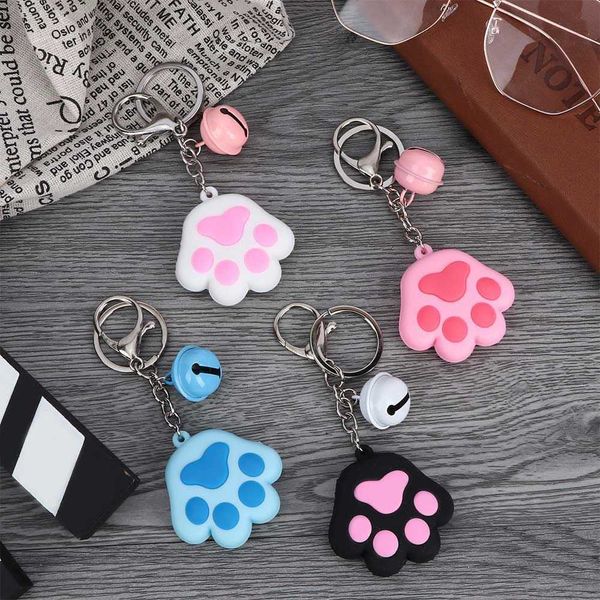 

keychains 1pcs keychain creative cute dog cat paw 3d cartoon animal soft silicone car accessories handbag decor jewelry gift key ring, Silver