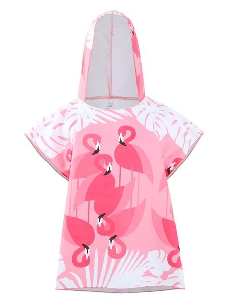 

toddler girls flamingo print hooded cover up she, Blue