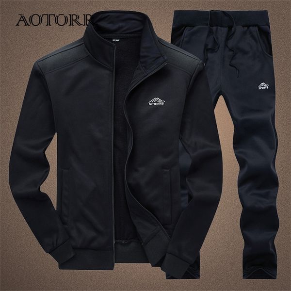 

sportswear tracksuit men spring autumn mens set stand collar zipper jacketsweatpants 2 pieces sets male brand clothing 4xl 220815, Gray