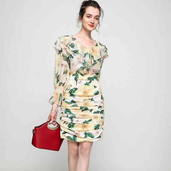 

two piece dress summer european and american fashion suit women's elegant temperament lace sleeve v-neck + printed pleated skirt ehfj, White