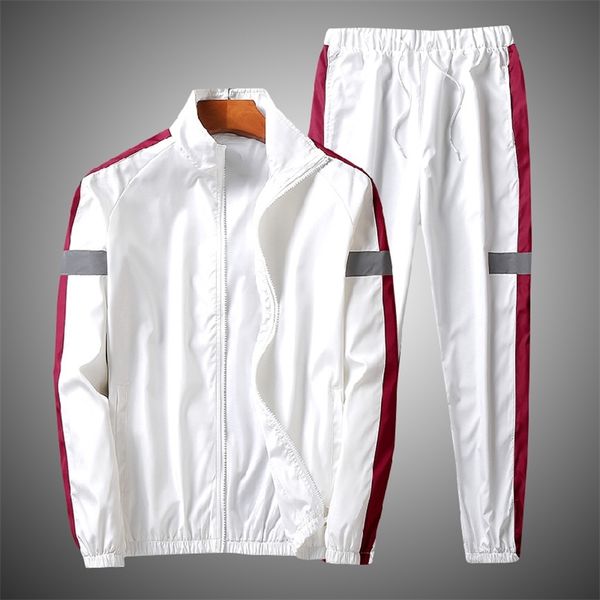 

autumn winter 2020 men tracksuits set polyester sweatshirt japanese fashion reflective jacket pants casual men's sports suit lj201117, Gray