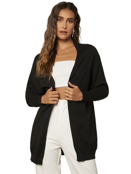 

open front drop shoulder cardigan e1or#, White;black