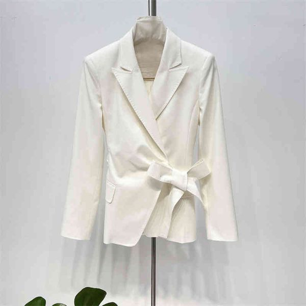

women's suits blazers spring wool hand stitched belt long sleeve short slim western clothing coat women, White;black