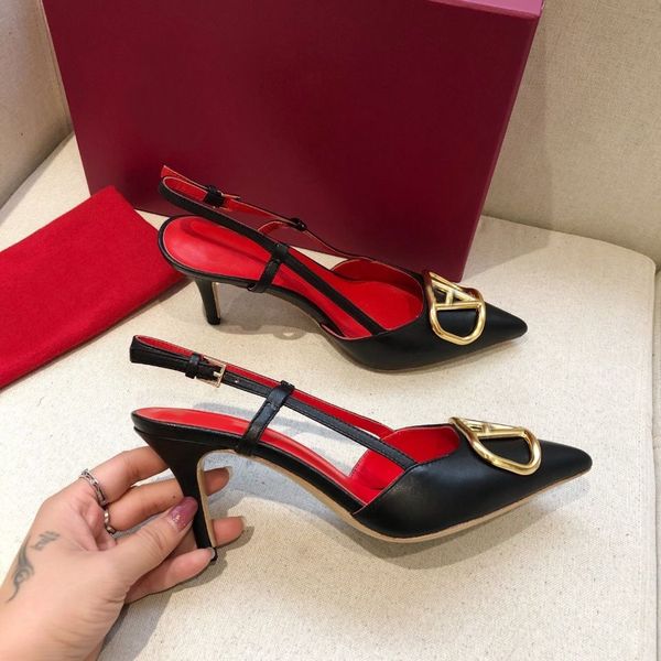 

wholesale vlogo signature dress shoes women sandals patent-leather lace-up high heels luxury leather fashion show summer crocodile leather t, Black