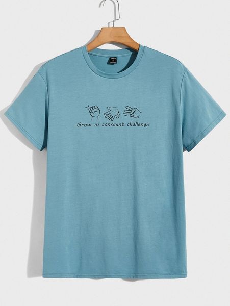 

men slogan and gesture print t4th#, White;black