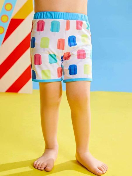 

toddler boys random print swim shorts she01, Blue