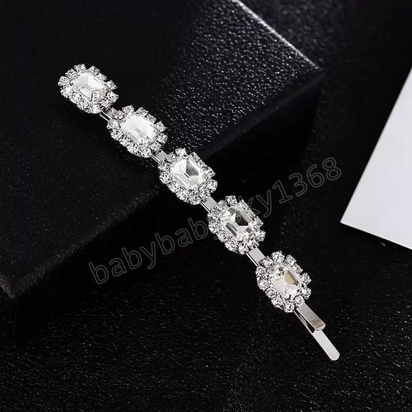 

clear crystal rhinestone hair clips barrette for women hair jewelry, Slivery;white
