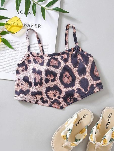 

toddler girls leopard bandana hem cami she, Blue