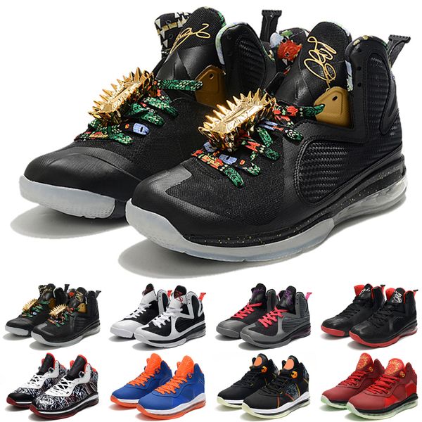 

lebrons 9 ums men basketball shoes 2022 9s watch the throne miami night 8 8s sneakers white university red black graffiti sport trainners sh