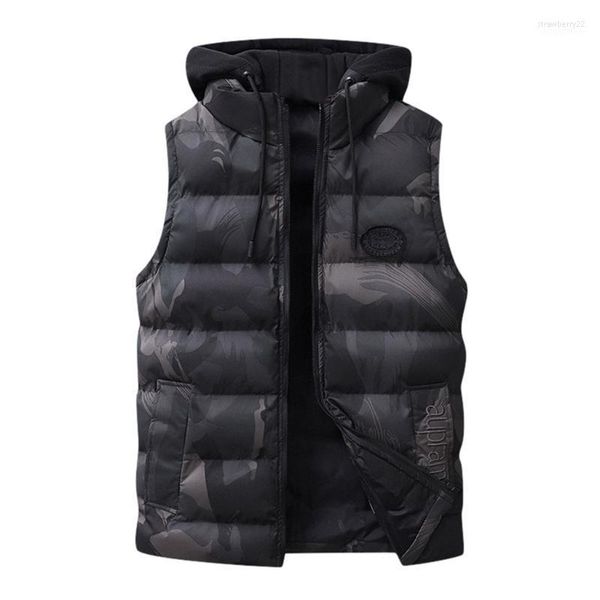 Taglie forti Gilet da lavoro da uomo Giacca a vento senza maniche Outdoor Gilet da viaggio maschile con cappuccio Gilet mimetico da uomo Stra22 da uomo