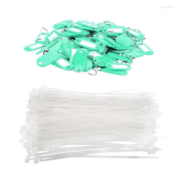 Cintos 200pcs Cabristas de cabo / zip branco 150mmx3mm 100pcs Tags de anel de chave Greenbelts ENEK22