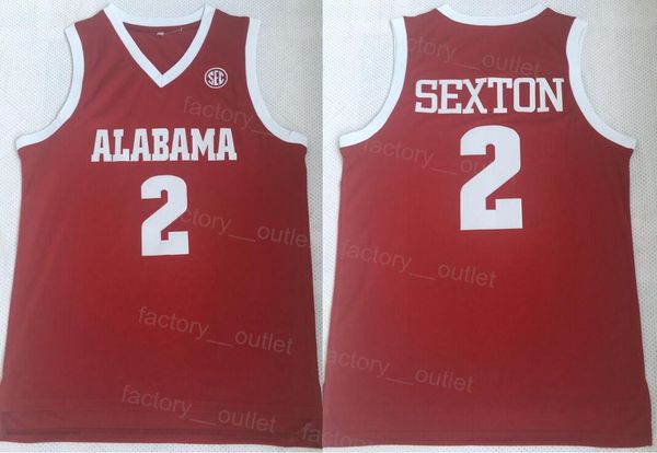 

ncaa basketball college alabama crimson tide collin sexton jersey 2 breathable pure cotton for sport fans embroidery and sewing university t, Black