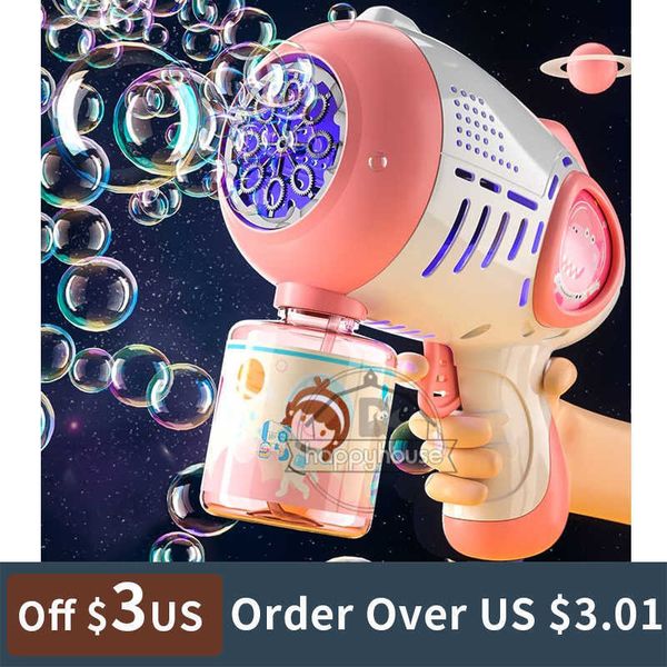 

automatic soap maker bubble machine for children bazooka bubble gun with light rocket launcher toy for kids