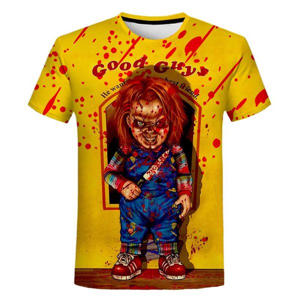 

men's t-shirts chucky t-shirt horror tv3d print sport mannen harajuku streetwear hip hop cool men's, White;black