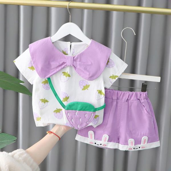 Set di abbigliamento abiti estivi per la ragazza di cotone Babi Baby si adatta a bambini corti di alta qualità per bambini di 2 anni in costumello