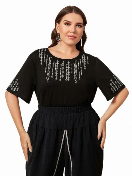 

plus geo print tee c4dh#, Black