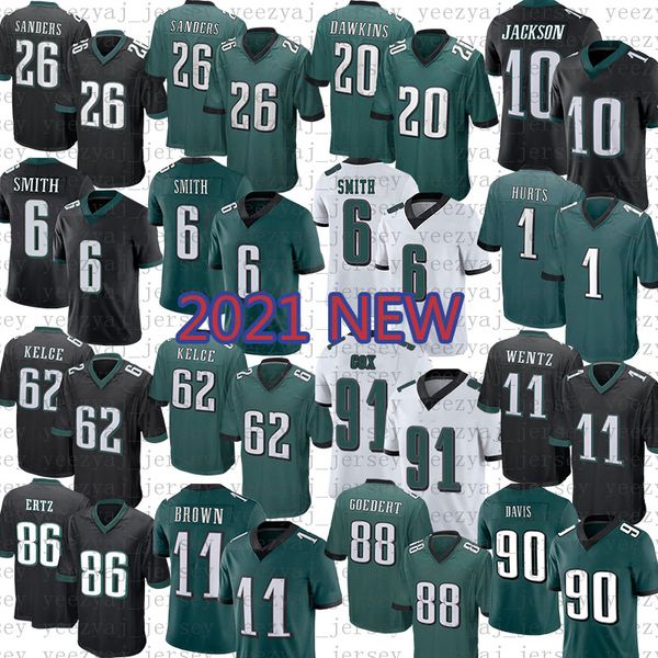 

devonta smith jalen hurts football jersey a.j. brown jason kelce davis darius slay jr. mailata goedert nakobe dean eagles''miles s, Black;red