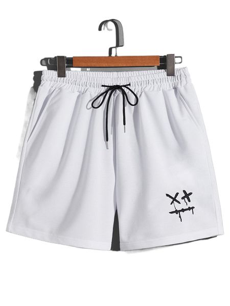 

men cartoon embroidery drawstring waist shorts q715#, White;black