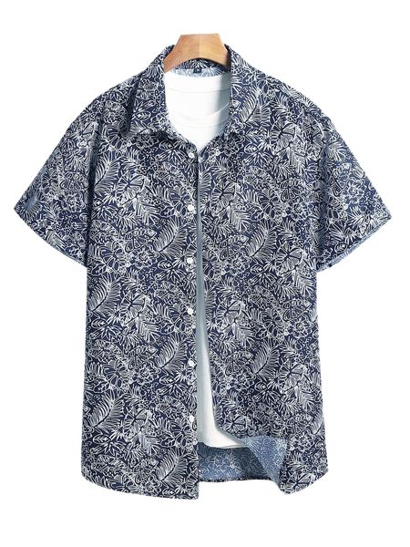 

men allover tropical print shirt without tee 14qo#, White;black