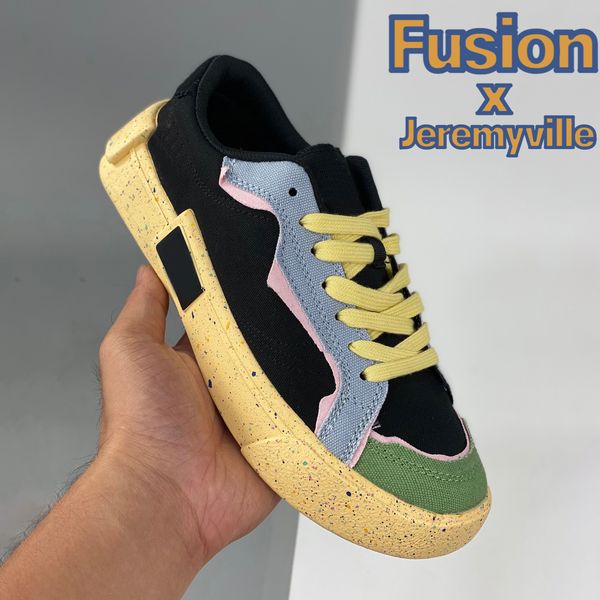 

2022 luxury fusion x jeremyville canvas men casual shoes white jeremyville black low sneakers mens designer sneaker fashion women trainers u