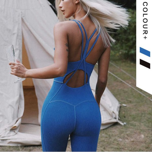 

2022 tight peach hip yoga bodysuit fast drying fitness exercise beautiful back air yoga suit female