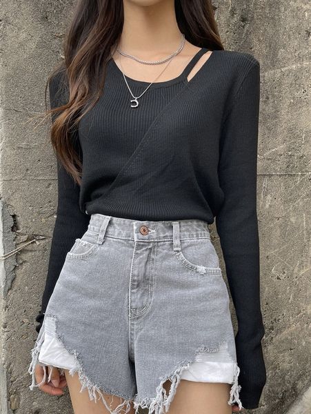 

dazy cut out rib knit sweater 77i9#, White;black