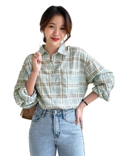 

dazy drop shoulder plaid blouse r88n#, White