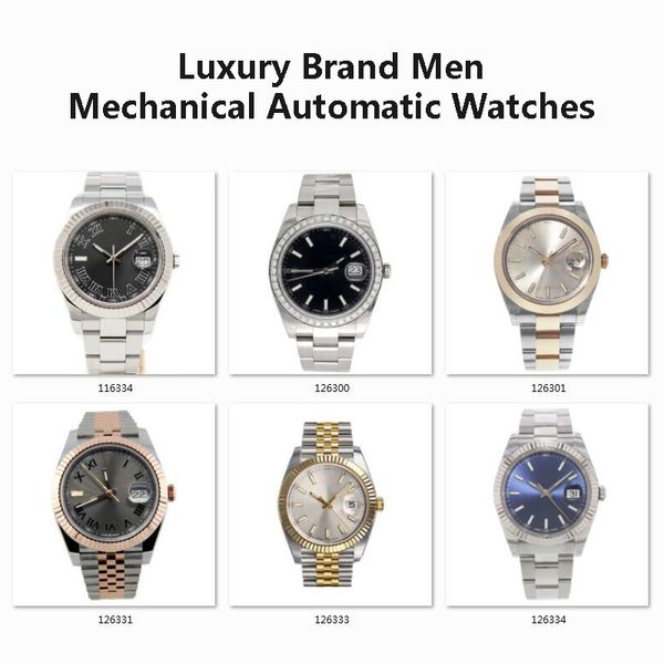 Marca 6 estilo masculino de luxo 41mm D-Just 116334 126333 126334 126300 126331 126301 Ásia 2813 MOVIMENTO Relógios automáticos mecânicos RLS com caixa