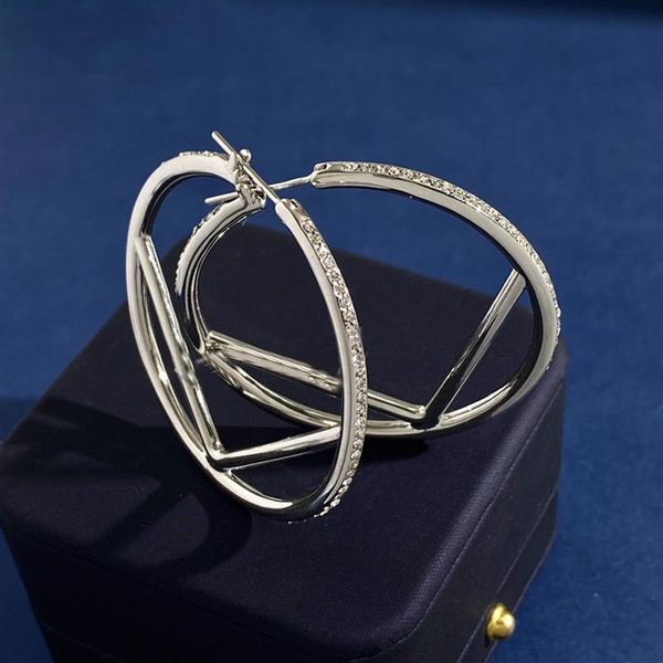 

hoop earrings designer jewelry fashion circle 18k gold plating earring 5 0 cm in diameter luxurys silver earrings smooth f stud ho3006, Golden;silver