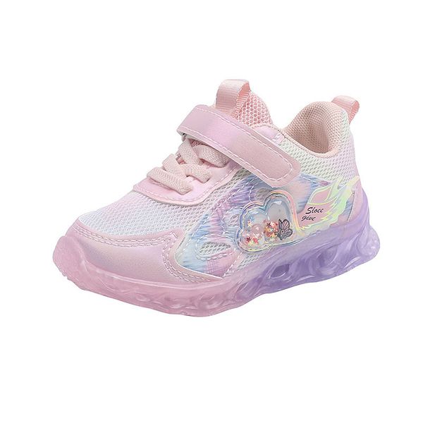 

kids athletic childrens shoes baby sneakers boys girls footwear running sports girl spring lighted soft sole e1428, Black